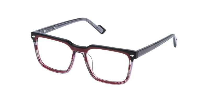 STING Men's Vst542 Sunglasses, Shiny Striped Red, 53