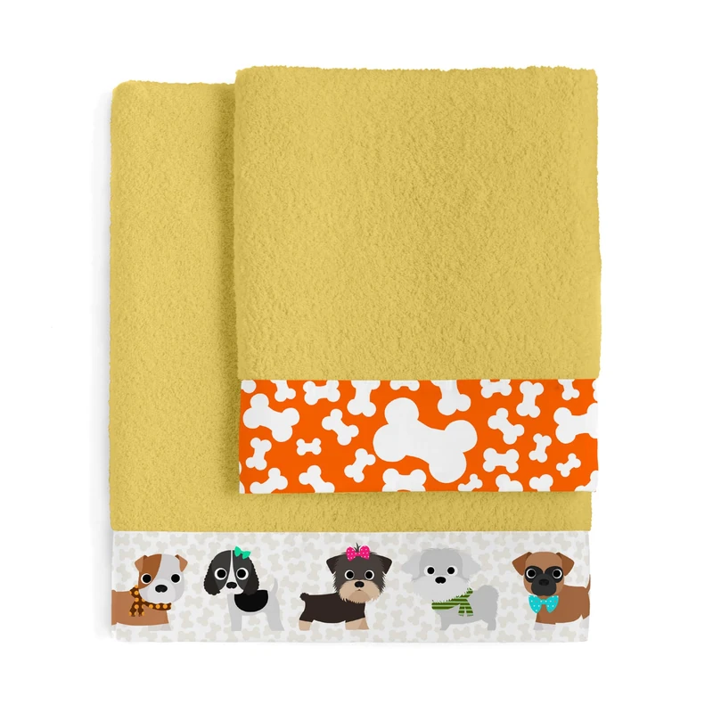 Dogs Juego Toallas Pack of 2 Mostaza