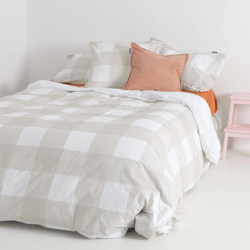 AlexandreHouse Gingham Funda nórdica 200x200 cm (Cama 120) Beige - Image 1