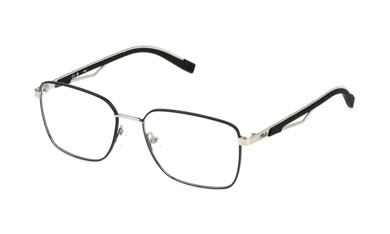 FILA Men's Vfi879 Sunglasses, Palladium W/Shiny Black Parts, 55