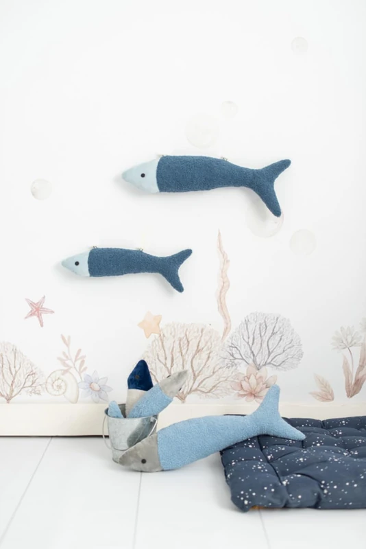 Set of 2 Soft Toys infantiles de pared formado por dos peces Dark Blue