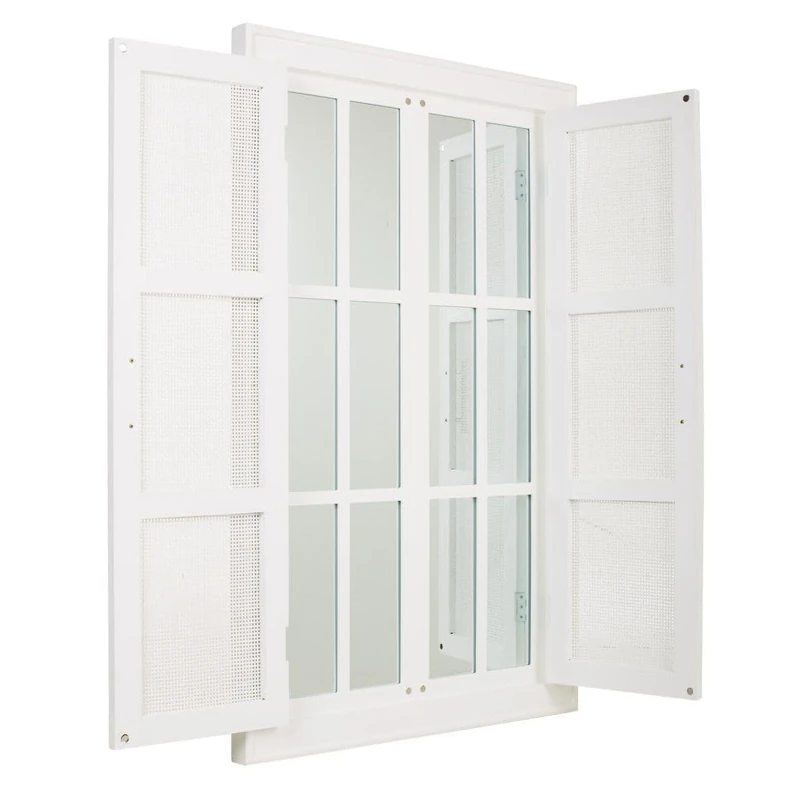 AlexandreHouse Espejo De Madera Y Rejilla En Blanco