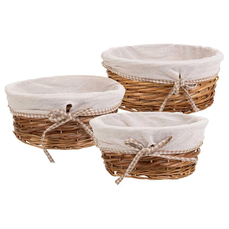 Cestos Mimbre Forrado Set 3 Pieces