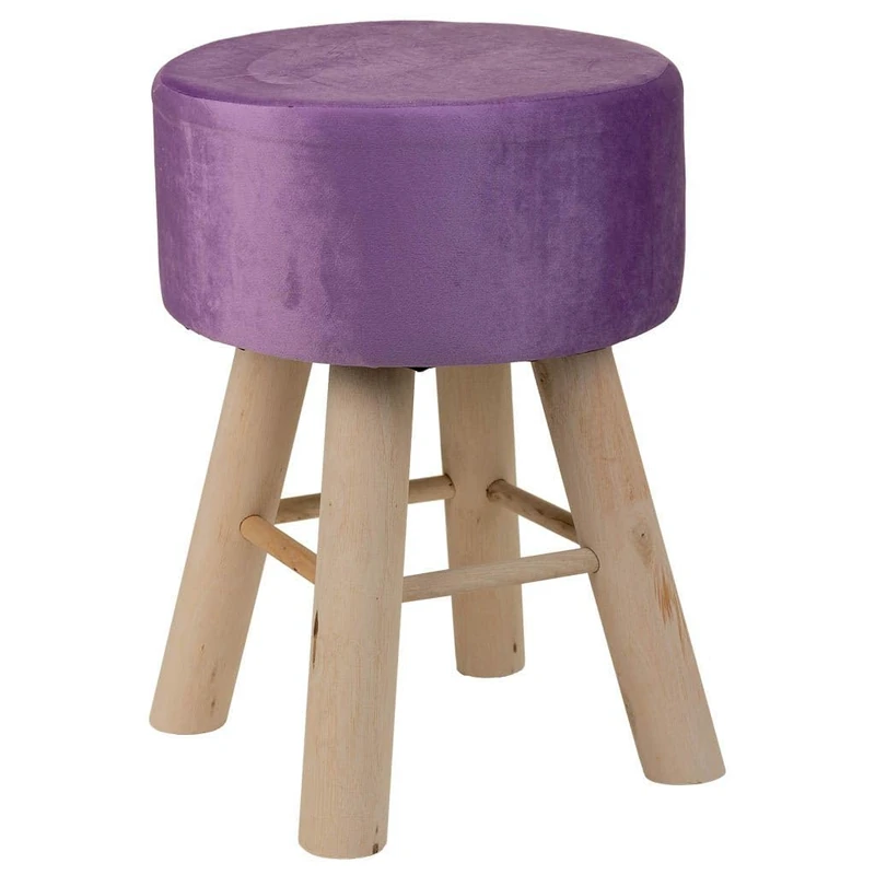 AlexandreHouse Taburete De Madera Y Forrado De Tela Lilac - Image 1