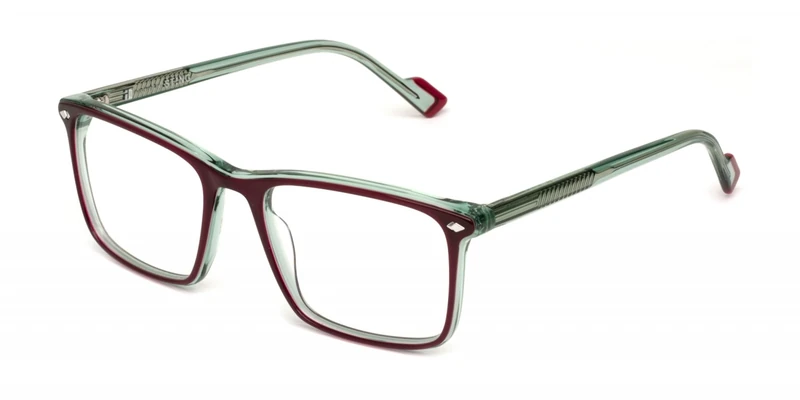 STING Men's Vst525 Sunglasses, Burgundy/Green, 55