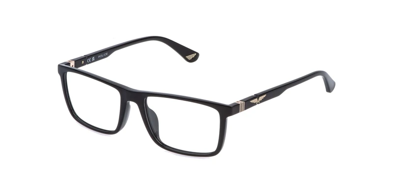 POLICE Men's Vplq66 Sunglasses, Total Shiny Black, 54