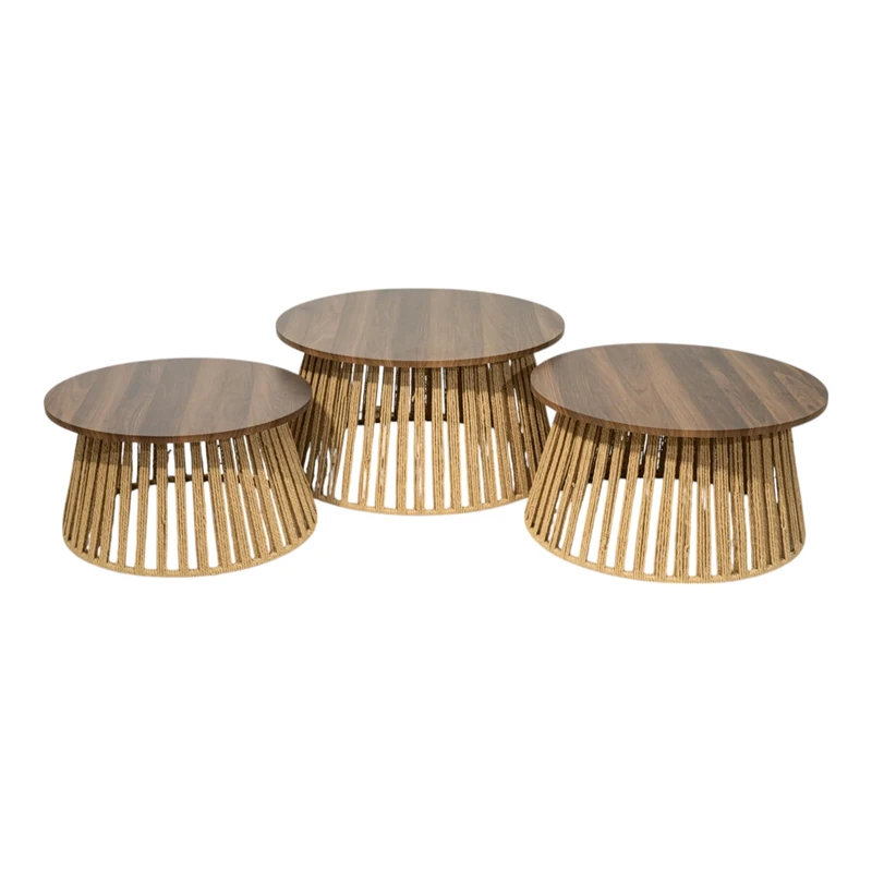Set of 3 Mesas Fibras/Madera
