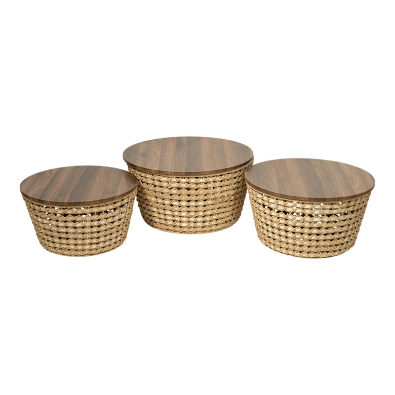 Set of 3 Mesas Fibras/Madera