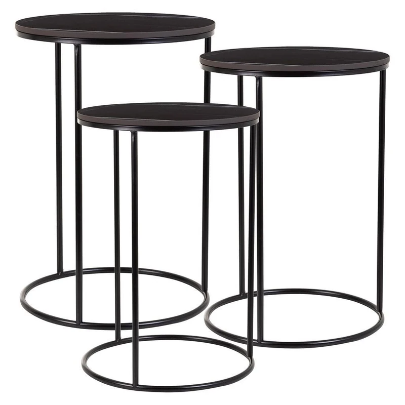 AlexandreHouse Mesas Set 3 Pieces of Metal Black - Image 1