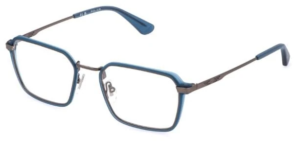 POLICE Men's Vplq71 Sunglasses, Total Matt Or Sandblasted Ruthenium, 52