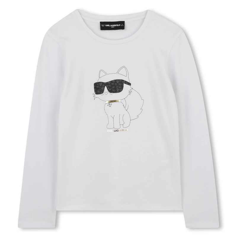 KARL LAGERFELD Girl's Z30938 T-Shirt, White, 6 Years - Image 1