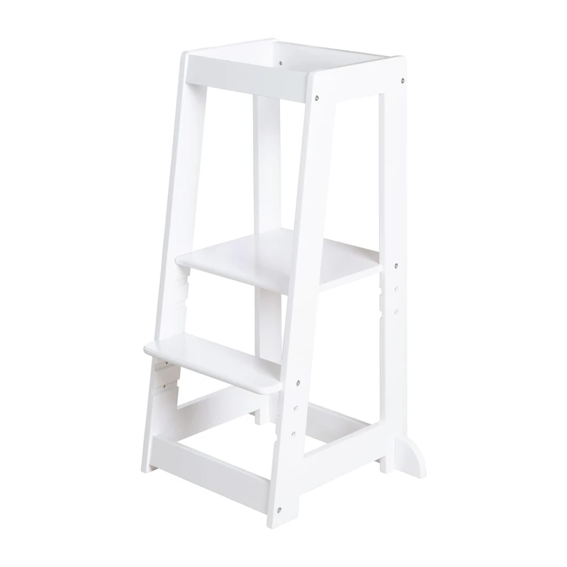 roba Montessori Learning Tower - Secure Step Stool for Kids - Ideal as a Kitchen Helper - Load Capacity up to 80 kg - FSC®-Certified Wood - White