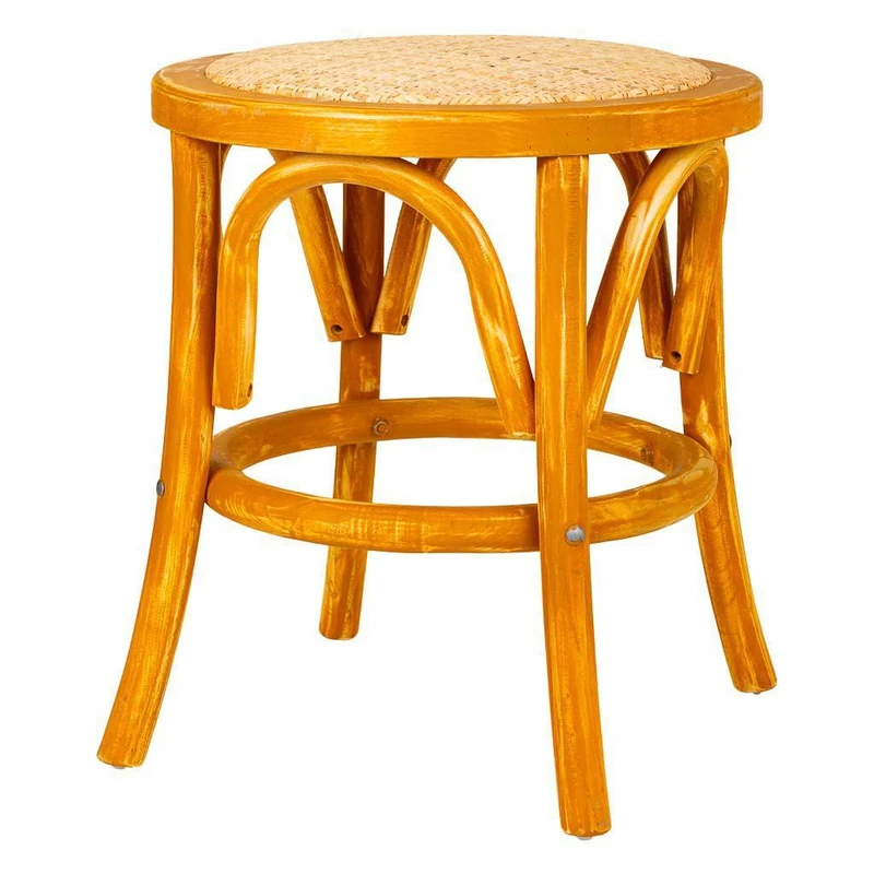 AlexandreHouse Taburete De Madera Y Asiento De Ratan - Image 1