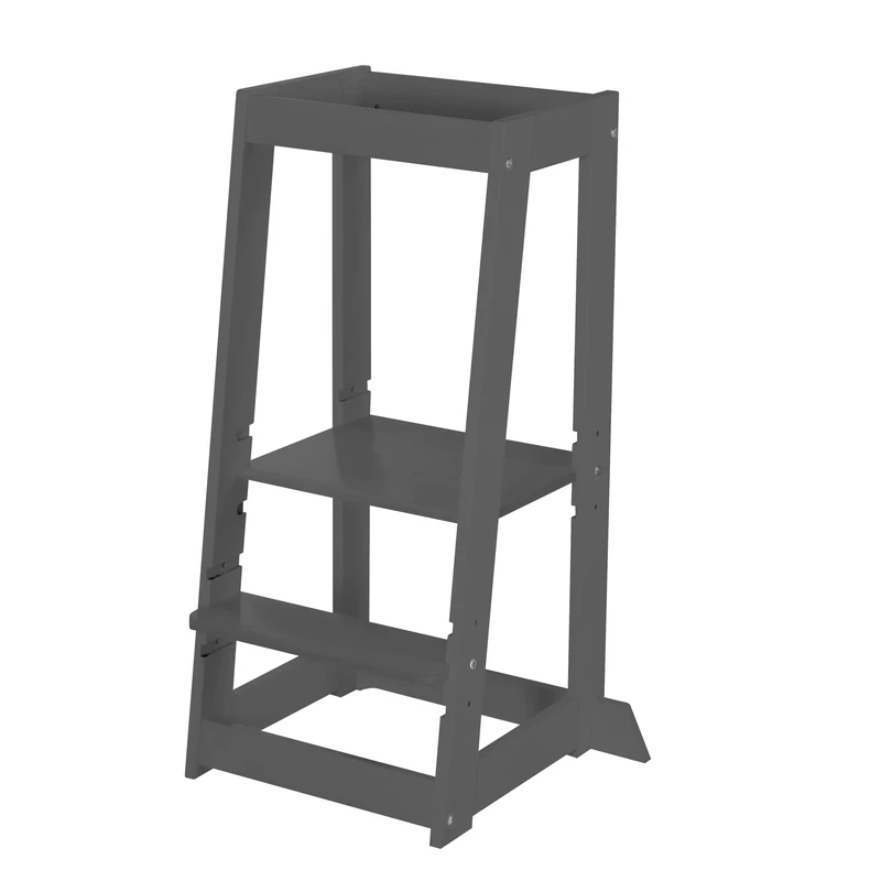 roba Montessori Learning Tower - Safe Step Stool for Children - Ideal as a Kitchen Helper - Load Capacity up to 80 kg - FSC®-Certified Wood - Anthracite