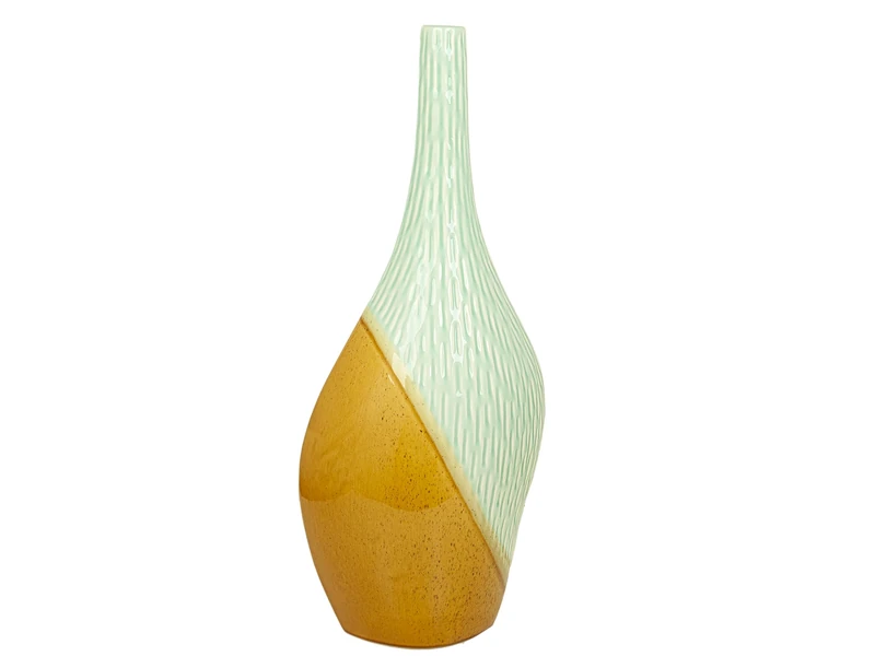 Flower Ceramic Bitone Aqua/Mostaza - Image 1