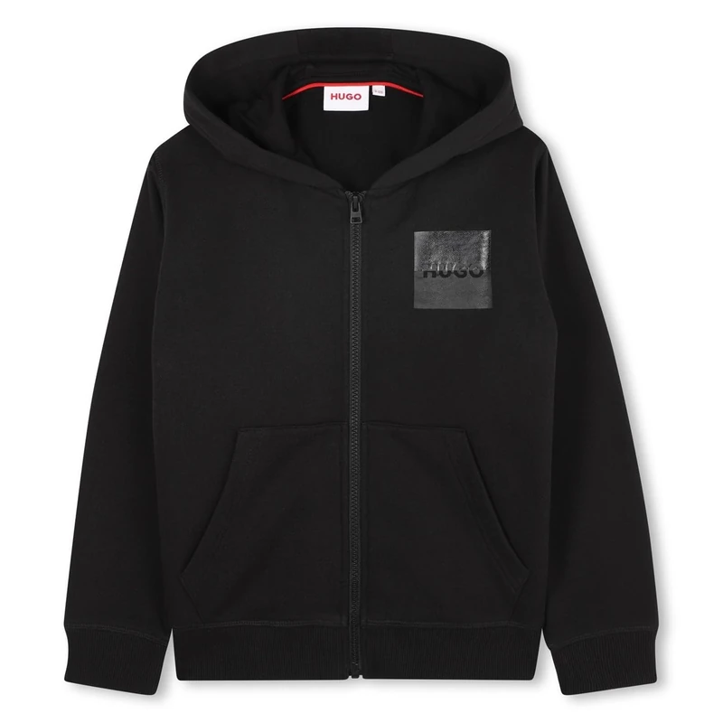 HUGO Kids Split Zip Hood Black 6 Years