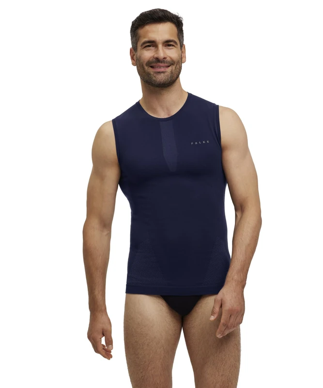 FALKE Men's Warm M S/l Sh Functional Yarn Quick Dry 1 Piece Base Layer Top, Blue Space 6116, XL