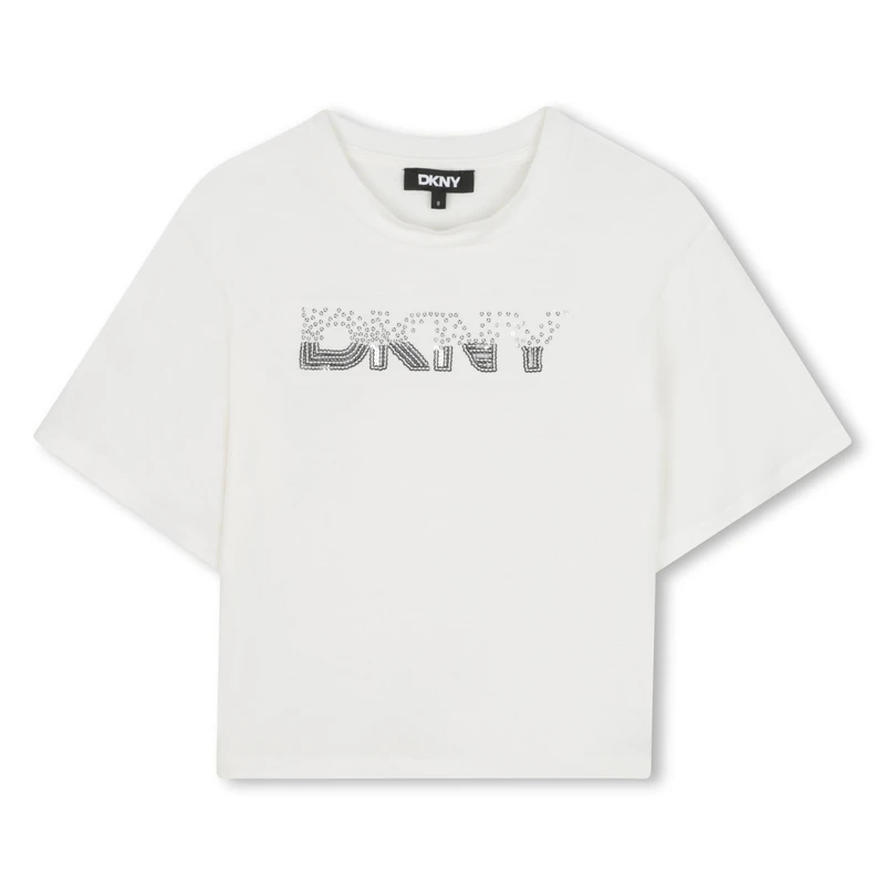 DKNY Girl's D62413 T-Shirt, Offwhite, 16 Years - Image 1