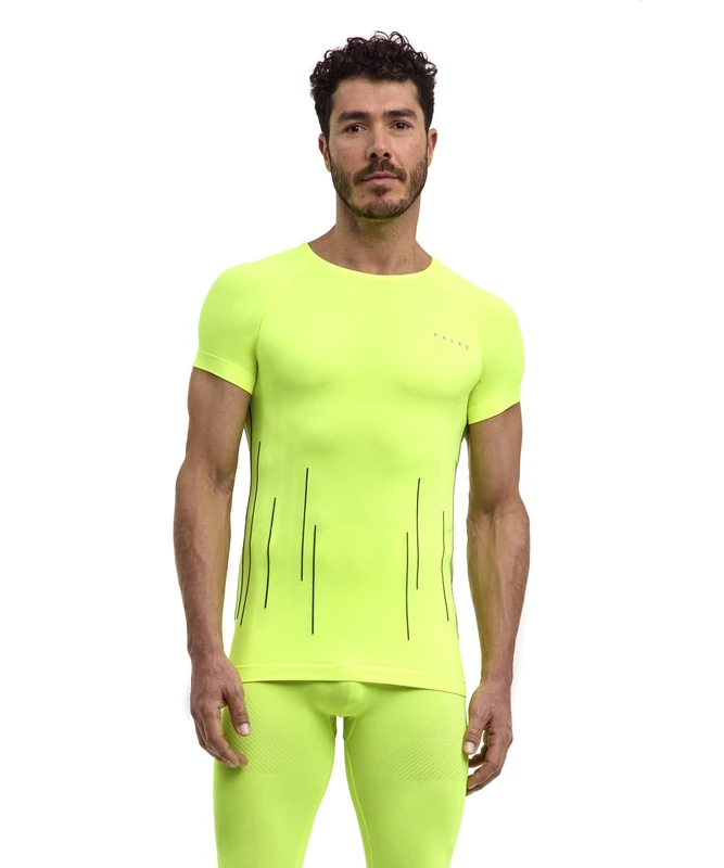 FALKE Men's Warm Round Neck M S/s Ts Functional Yarn Quick Dry 1 Piece Base Layer Top, Yellow Lightning 1690 Trend, XL