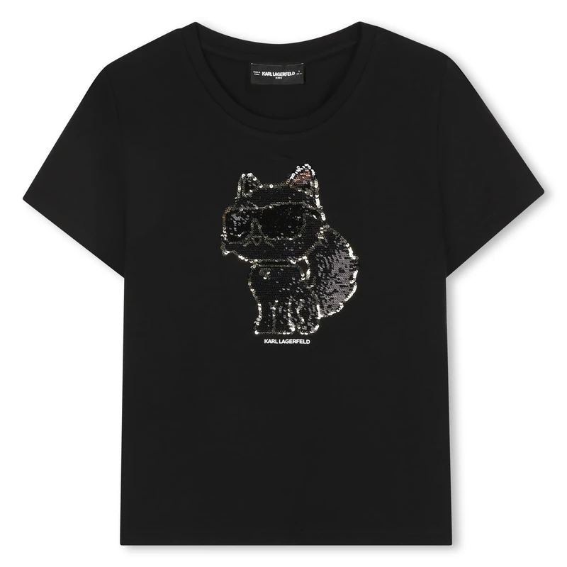KARL LAGERFELD Girl's Z30944 T-Shirt, Black, 8 Years