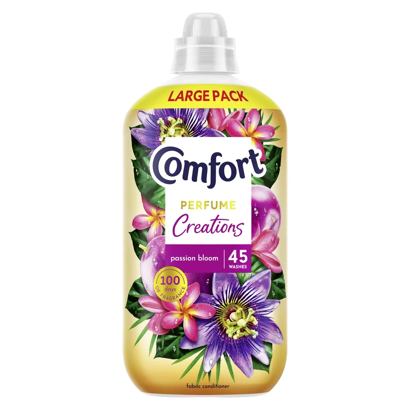 Comfort Perfume Creations Passion Bloom Fabric Conditioner with Motion-Activated Fragrance Technology 100 Days of Freshness 45 washes (1.35 L)