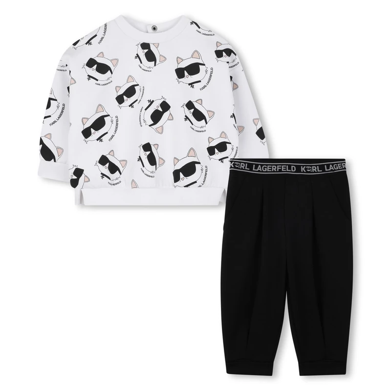 KARL LAGERFELD Girl's Z30656 Set, White Black, One size
