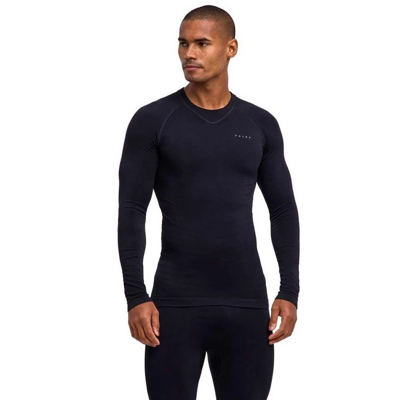 FALKE Men's Maximum Warm Round Neck M L/s Sh Functional Yarn Quick Dry 1 Piece Base Layer Top, Black 3000 Trend, XXL