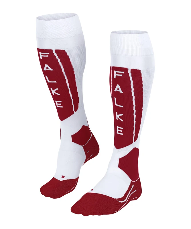 FALKE Women's SK5 Expert W Kh Silk Functional Yarn Warm Thin 1 Pair Skiing Socks, White Ff-Mat 2088 Trend, 7-8