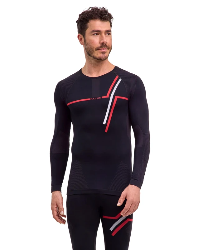 FALKE Men's Warm Round Neck M L/s Sh Functional Yarn Quick Dry 1 Piece Base Layer Top, Black 3000 Iconic, S