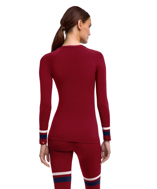 FALKE Women's Maximum Warm Round Neck W L/s Sh Functional Yarn Quick Dry 1 Piece Base Layer Top, Red Merlot 8117 Trend, L