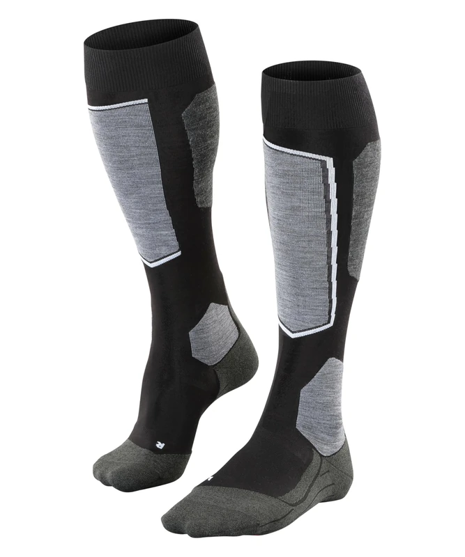 FALKE Women's SK5 Expert W Kh Silk Functional Yarn Warm Thin 1 Pair Skiing Socks, Black Black-Mix 3010 Trend, 7-8