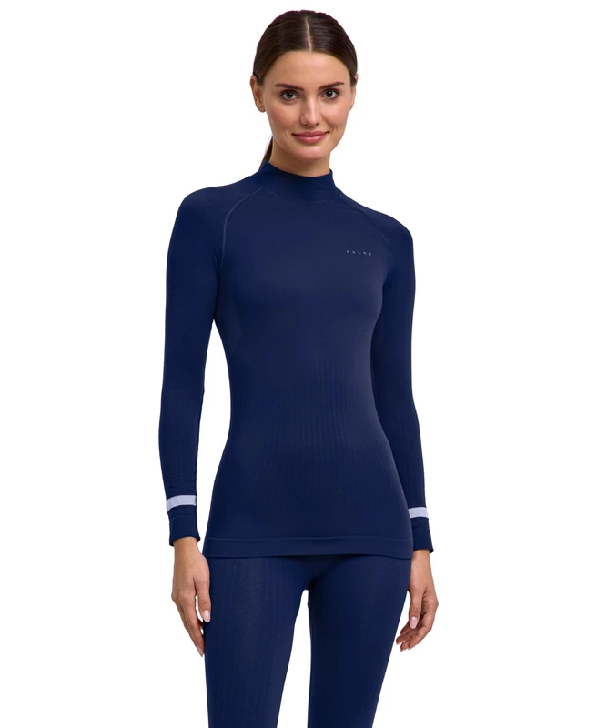 FALKE Women's Warm Trend Turtleneck W L/s Sh Functional Yarn Quick Dry Base Layer Top 1 Piece, Blue Space 6116, XL