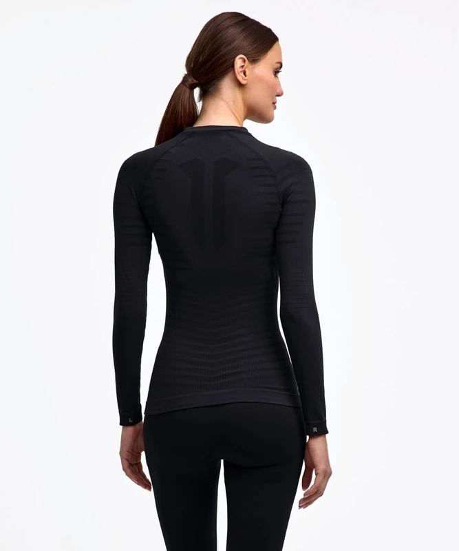 FALKE Women's Maximum Warm Round Neck W L/s Sh Functional Yarn Quick Dry 1 Piece Base Layer Top, Black 3000 Trend, M