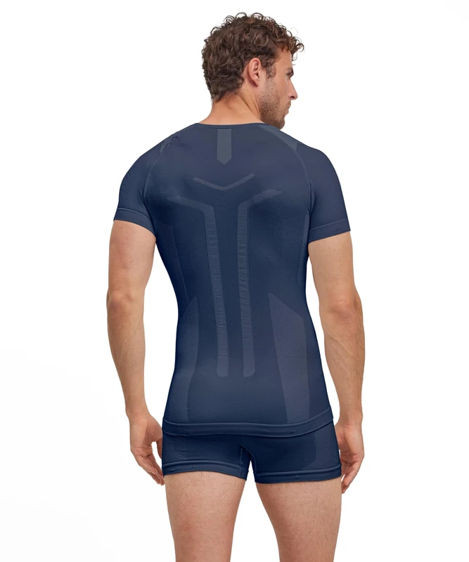 FALKE Men's Warm Round Neck M S/s Ts Functional Yarn Quick Dry 1 Piece Base Layer Top, Green Holly 7385, XL