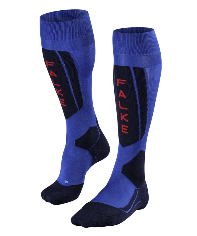 FALKE Men's SK5 Expert M Kh Silk Functional Yarn Warm Thin 1 Pair Skiing Socks, Blue Olympic 6940 Trend, 9.5-10.5