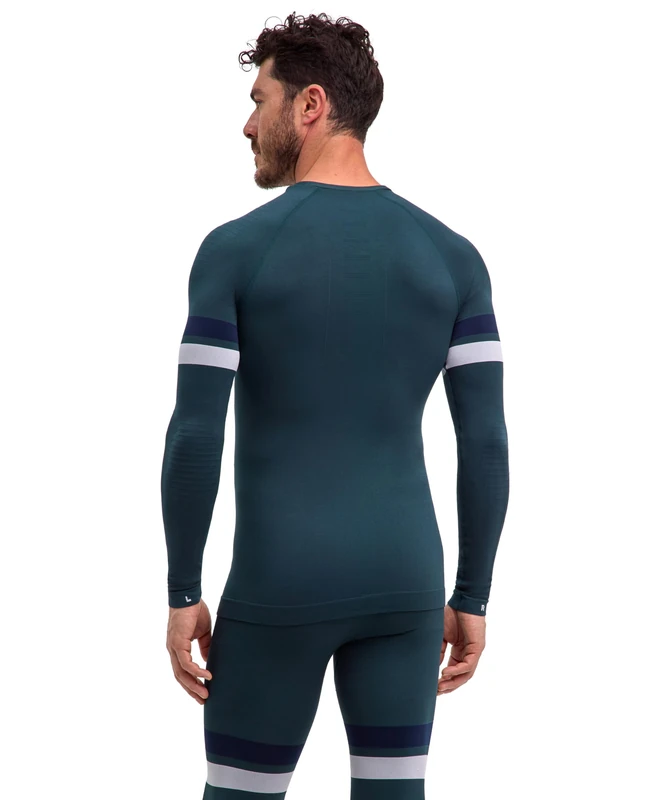 FALKE Men's Maximum Warm Round Neck M L/s Sh Functional Yarn Quick Dry 1 Piece Base Layer Top, Green Holly 7385 Trend, XXL