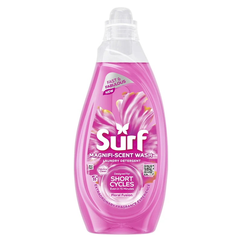 Surf Magnifi-Scent Wash Floral Fusion Laundry Liquid Washing Detergent For Short Cycles Fast and Fabulous Fragrance 1.485 L (55 Washes)