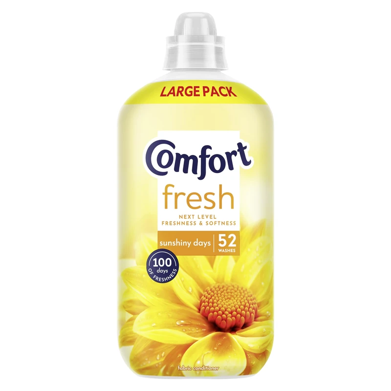 Comfort Fresh Sunshiny Days Fabric Conditioner Softener with Motion-Activated Fragrance Technology 100 Days of Freshness 52 washes (1.56 L)