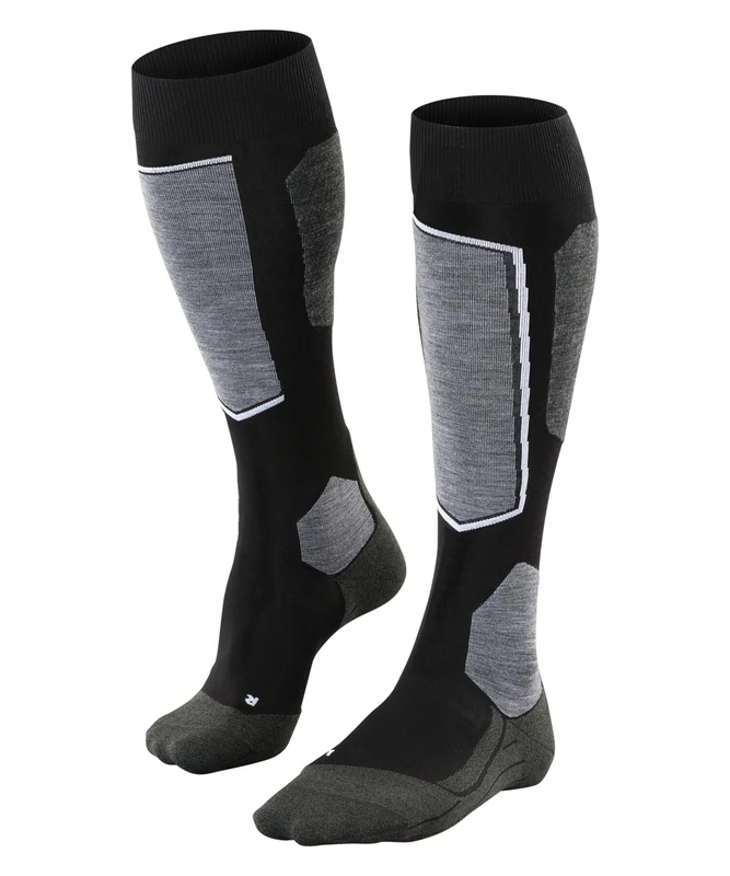 FALKE Women's SK6 Pro W Kh Wool Lyocell Functional Yarn Warm Thin 1 Pair Skiing Socks, Black Black-Mix 3010, 4-5