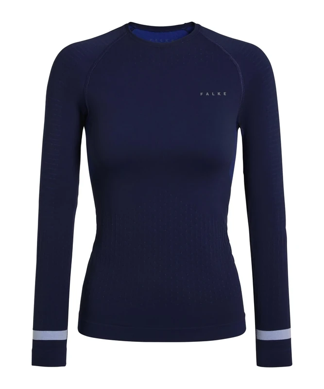 FALKE Women's Warm Round Neck W L/s Sh Functional Yarn Quick Dry 1 Piece Base Layer Top, Blue Space 6116 Trend, XL