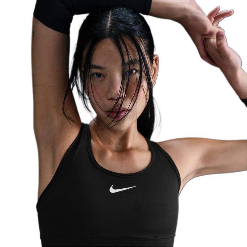 NIKE HF5360-010 Swoosh Pocket Sports Bra Women's Black/White Size L