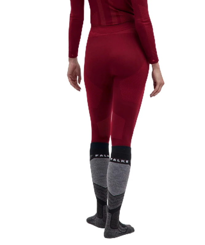 FALKE Women's Warm 3/4 W Ti Functional Yarn Quick Dry 1 Piece Base Layer Bottom, Red Merlot 8117, XL