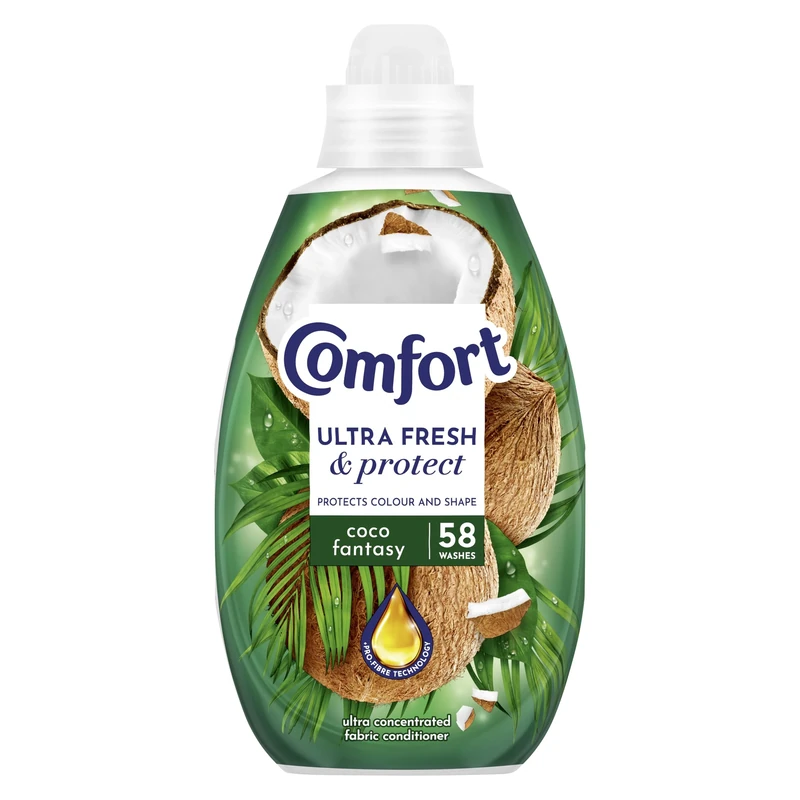 Comfort Ultra Fresh & Protect Coco Fantasy Fabric Conditioner softener with Pro-Fibre Technology Protects Colour and Shape 58 washes (870 ml)
