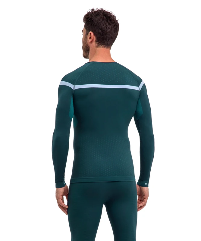 FALKE Men's Warm Round Neck M L/s Sh Functional Yarn Quick Dry 1 Piece Base Layer Top, Green Holly 7385 Trend, S