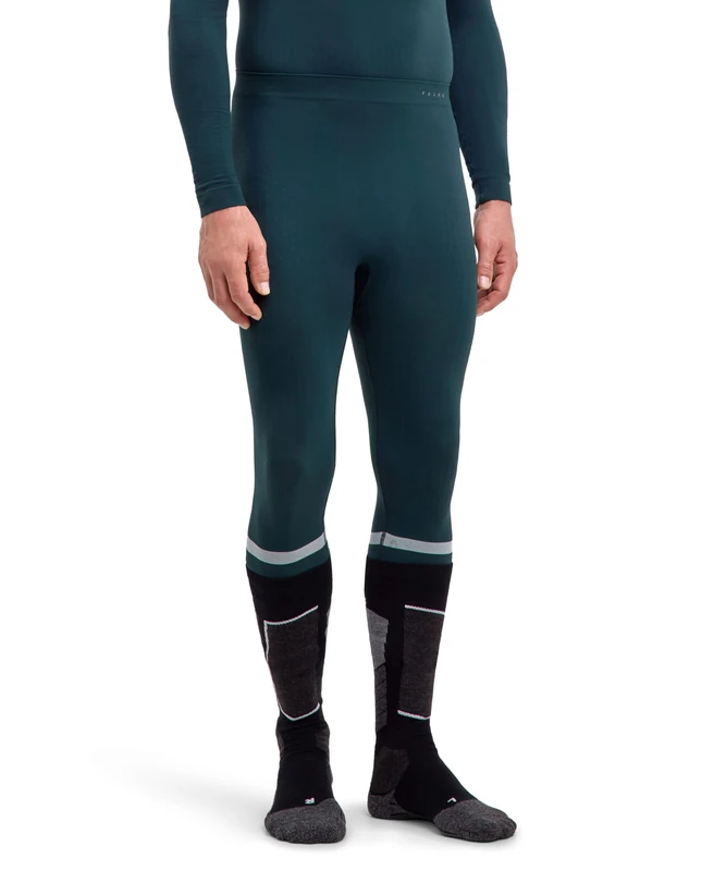 FALKE Men's Warm 3/4 Trend M Ti Functional Yarn Quick Dry Base Layer Bottom 1 Piece, Green Holly 7385, S