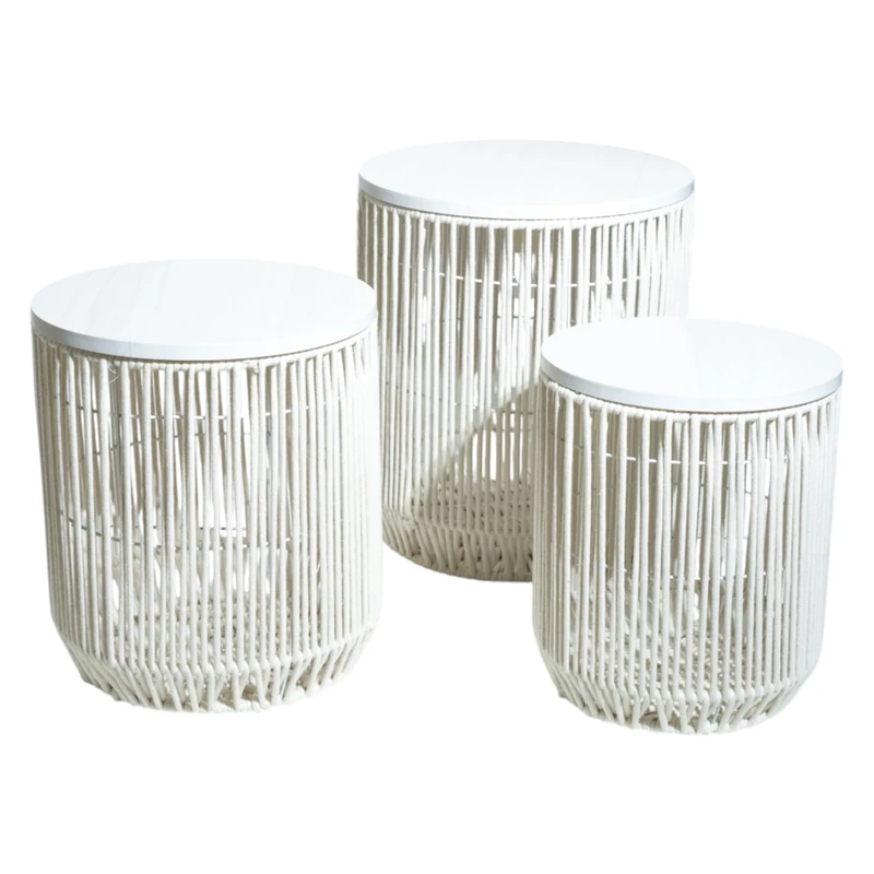 AlexandreHouse Set of 3 Mesas Cuerda/Madera