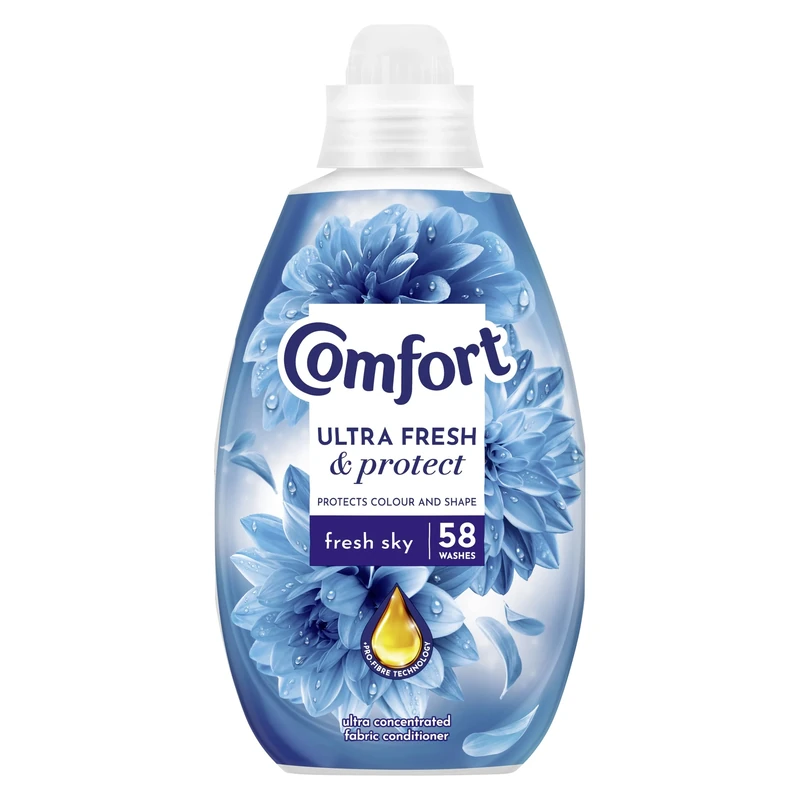 Comfort Ultra Fresh & Protect Fresh Sky Fabric Conditioner softener with Pro-Fibre Technology Protects Colour and Shape 58 washes (870 ml)