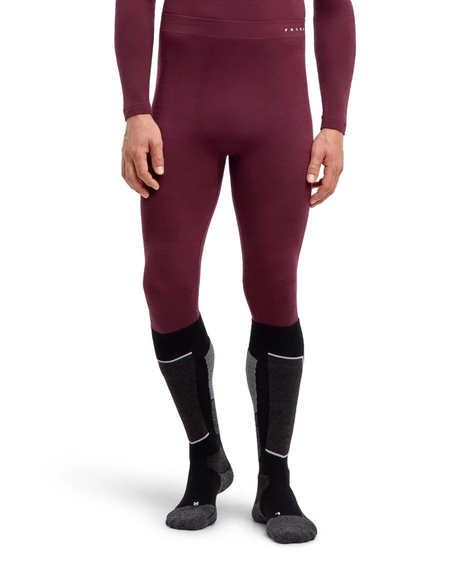 FALKE Men's Wool-Tech Protective 3/4 M Ti Wool Functional Yarn Quick Dry 1 Piece Base Layer Bottom, Red Barolo 8526, L - Image 1