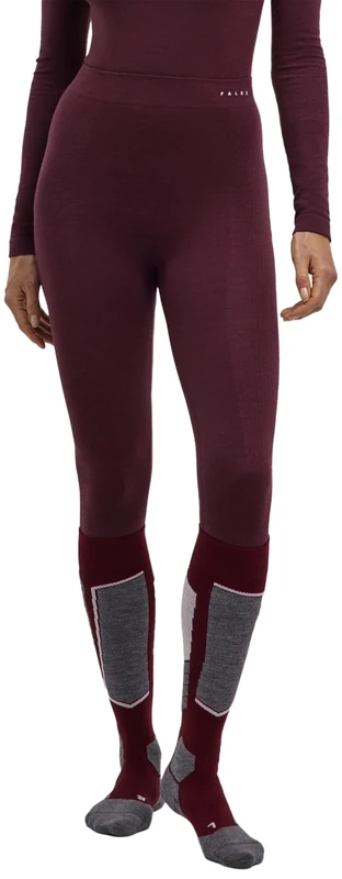 FALKE Women's Wool-Tech Protective 3/4 W Ti Wool Functional Yarn Quick Dry 1 Piece Base Layer Bottom, Red Barolo 8526, XL