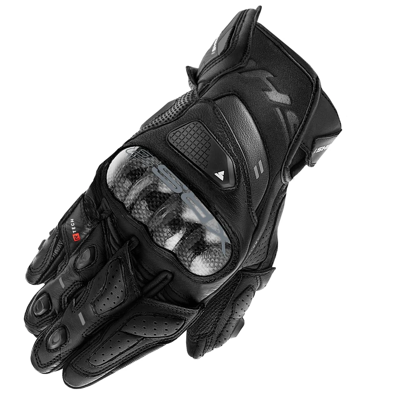 SHIMA XRS-3 Motorbike Gloves Men Leather Short Sport Biker Armoured Protectors Motorcycle Perforated Ventilated Reinforced Touchscreen Motorsport Glove Racing Motorbikes (Mens, Black, XXL)